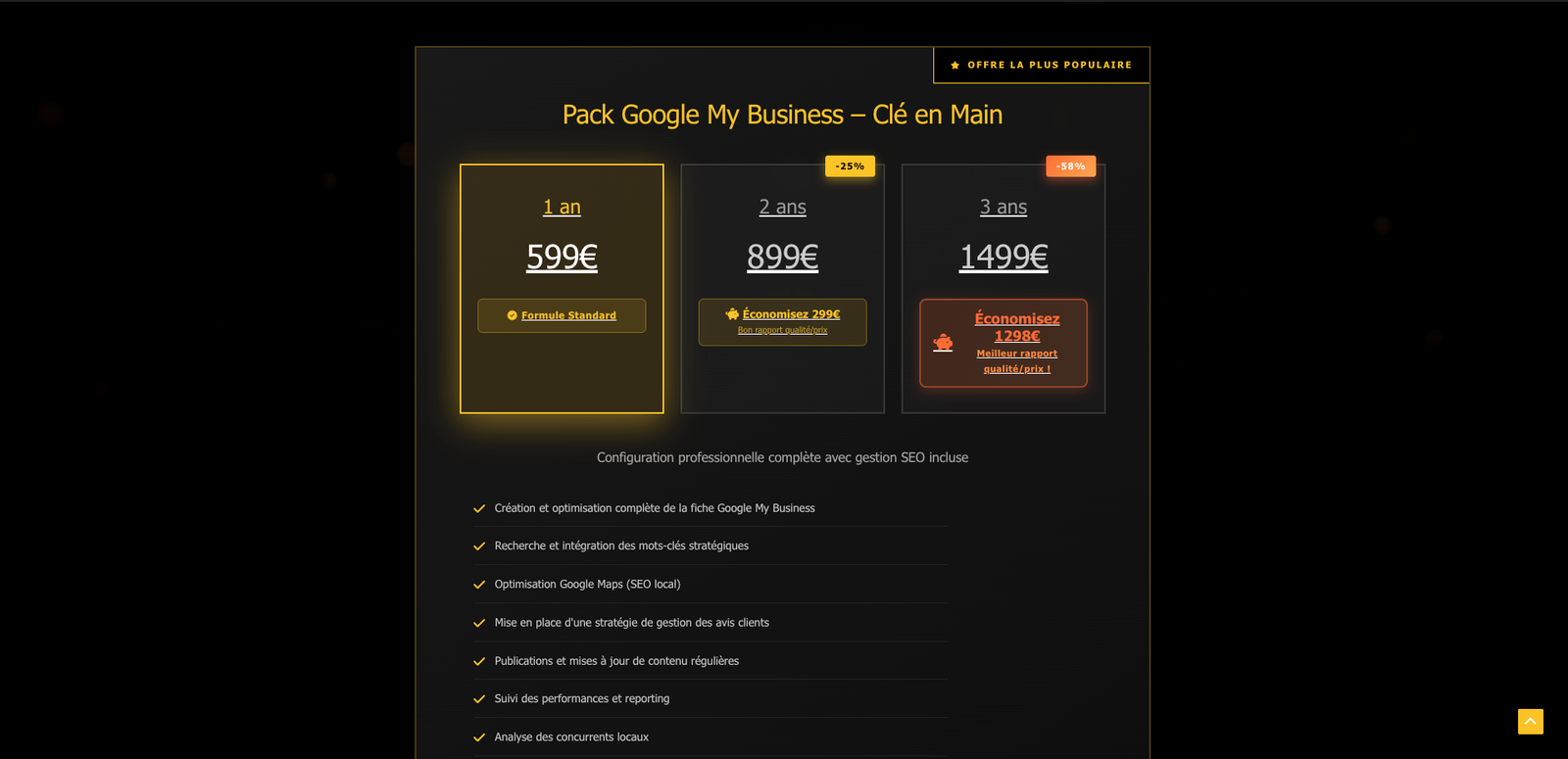 Packs Google My Business - 1, 2 et 3 ans